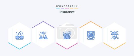 Ilustración de Insurance 25 Blue icon pack including invest. hold. insurance. diamond. protection - Imagen libre de derechos