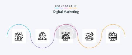Illustration for Digital Marketing Line 5 Icon Pack Including announcement. campaign. medal. group. chat - Royalty Free Image