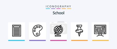 Illustration for School Line 5 Icon Pack Including . globe. basketball. education. Creative Icons Design - Royalty Free Image