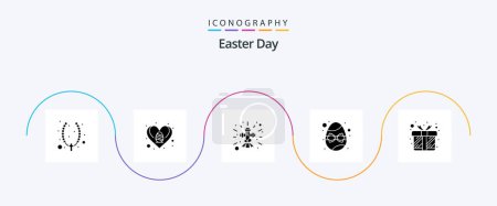 Illustration for Easter Glyph 5 Icon Pack Including present. egg. christian. gift. birthday - Royalty Free Image