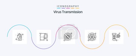 Ilustración de Virus Transmission Line 5 Icon Pack Including elucation. science. bacteria. lab. bio - Imagen libre de derechos