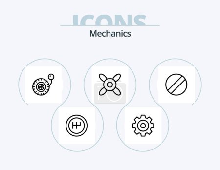 Illustration for Mechanics Line Icon Pack 5 Icon Design. . wheel. gearshift. ride. screwdriver - Royalty Free Image
