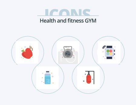 Illustration for Gym Flat Icon Pack 5 Icon Design. gym. handwatch. sports. gym. dumbbell - Royalty Free Image