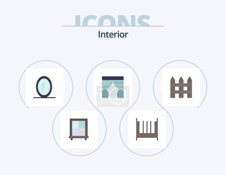Illustration for Interior Flat Icon Pack 5 Icon Design. . interior. interior. garden fence. barricade - Royalty Free Image