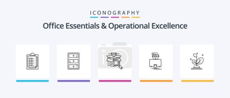 Illustration for Office Essentials And Operational Exellence Line 5 Icon Pack Including talks. comments. bulb. bubbles. idea. Creative Icons Design - Royalty Free Image