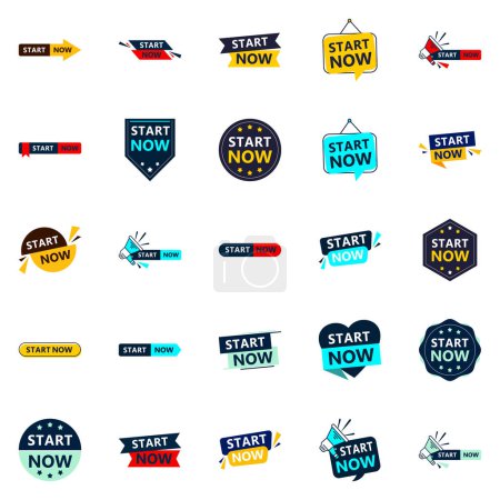 Téléchargez les illustrations : 25 Versatile Typographic Banners for promoting starting in different contexts - en licence libre de droit