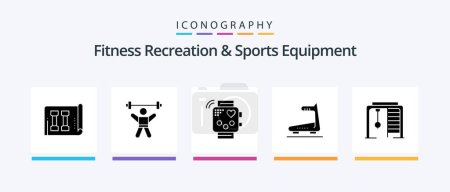 Illustration for Fitness Recreation And Sports Equipment Glyph 5 Icon Pack Including treadmill. running. gym. machine. heartbeat. Creative Icons Design - Royalty Free Image