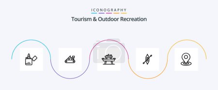 Illustration for Tourism And Outdoor Recreation Line 5 Icon Pack Including ship. canoe. swiss. boat. seat - Royalty Free Image