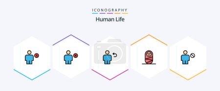Téléchargez les illustrations : Human 25 FilledLine icon pack including avatar. child. human. return. body - en licence libre de droit