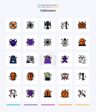 Illustration for Creative Halloween 25 Line FIlled icon pack  Such As scary. halloween. bone. celebration. scary - Royalty Free Image