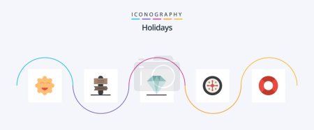 Illustration for Holidays Flat 5 Icon Pack Including . recreations. present. holiday. shield - Royalty Free Image