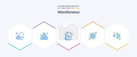 Illustration for Miscellaneous 25 Blue icon pack including volume. attach. setup. manage - Royalty Free Image
