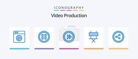 Ilustración de Video Production Blue 5 Icon Pack Including . social media. multimedia. share. film. Creative Icons Design - Imagen libre de derechos