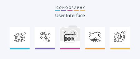 Ilustración de User Interface Line 5 Icon Pack Including . multimedia. charge. dvd. tea. Creative Icons Design - Imagen libre de derechos