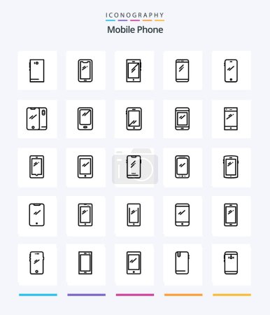 Illustration for Creative Mobile Phone 25 OutLine icon pack  Such As mobile. phone. android. back. mobile - Royalty Free Image