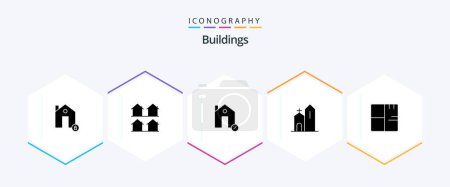 Ilustración de Buildings 25 Glyph icon pack including church. building. housing. percentage. estate - Imagen libre de derechos