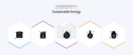 Illustration for Sustainable Energy 25 Glyph icon pack including energy. power. oil. energy. power - Royalty Free Image