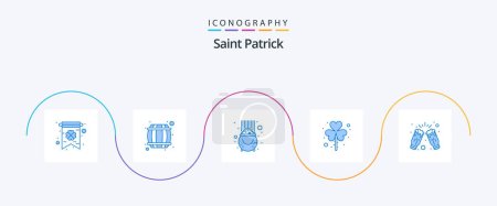 Téléchargez les illustrations : Saint Patrick Blue 5 Icon Pack Including celebrate. saint. gold. patrick. day - en licence libre de droit