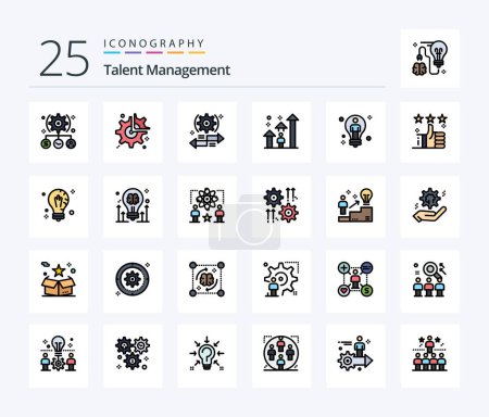 Téléchargez les illustrations : Talent Management 25 Line Filled icon pack including arrow. man. break. right. arrow - en licence libre de droit