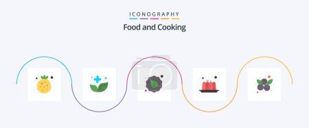 Téléchargez les illustrations : Food Flat 5 Icon Pack Including berry. food. medicine. cake. vegan - en licence libre de droit