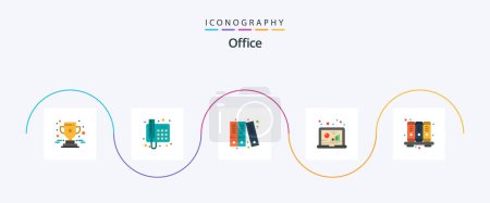 Illustration for Office Flat 5 Icon Pack Including business. research. archive. data. analytic - Royalty Free Image