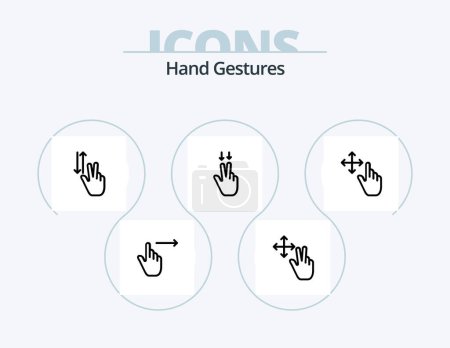 Ilustración de Gestos de mano Línea Icon Pack 5 Icon Design. gesto. clic. gestos. gesto. mano - Imagen libre de derechos