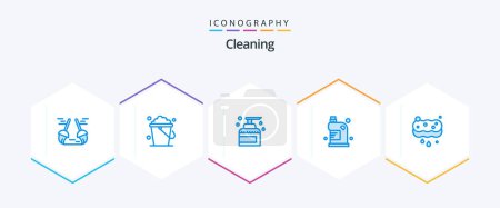 Illustration for Cleaning 25 Blue icon pack including household. drain. cleaning. cleaning. spray - Royalty Free Image