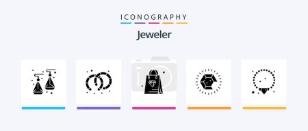 Illustration for Jewellery Glyph 5 Icon Pack Including . mala. diamond. jewelry. wedding. Creative Icons Design - Royalty Free Image