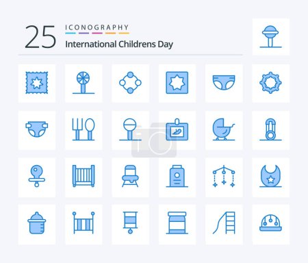 Ilustración de Bebé 25 Blue Color paquete de iconos incluyendo bebé. Nena. cerebro. pañal. niño - Imagen libre de derechos