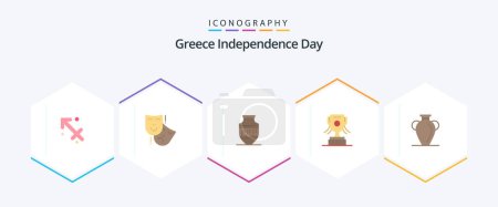 Illustration for Greece Independence Day 25 Flat icon pack including history. culture. amphora. ireland. award - Royalty Free Image