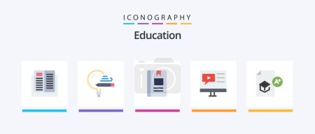 Illustration for Education Flat 5 Icon Pack Including multimedia. education. school. reading. knowledge. Creative Icons Design - Royalty Free Image