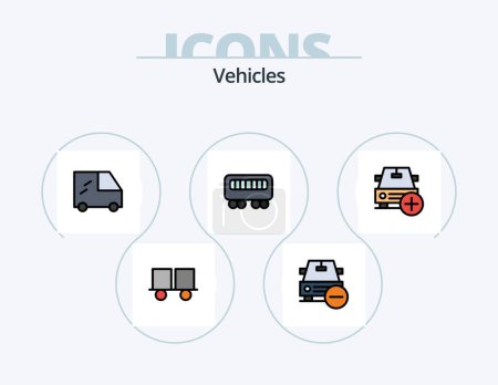 Téléchargez les illustrations : Vehicles Line Filled Icon Pack 5 Icon Design. vehicle maintenance. vehicles. transportation. setting. plus - en licence libre de droit