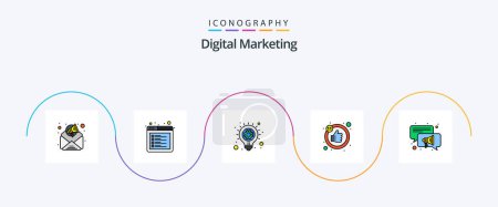 Illustration for Digital Marketing Line Filled Flat 5 Icon Pack Including . speaker. idea. conversation. likes - Royalty Free Image