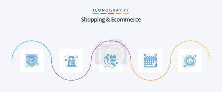 Ilustración de Shopping And Ecommerce Blue 5 Icon Pack Including price tag. date. call. calendar. shop - Imagen libre de derechos
