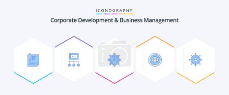 Illustration for Corporate Development And Business Management 25 Blue icon pack including time. clock. business. process. organization - Royalty Free Image