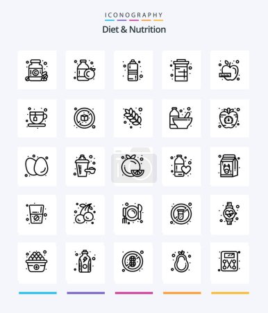 Illustration for Creative Diet And Nutrition 25 OutLine icon pack  Such As diet. water. fitness health. soda. diet - Royalty Free Image
