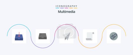 Illustration for Multimedia Flat 5 Icon Pack Including . document. attachment - Royalty Free Image