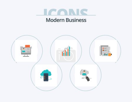 Ilustración de Modern Business Flat Icon Pack 5 Icon Design. dialog. business. employee. chat. resources - Imagen libre de derechos