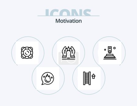 Téléchargez les illustrations : Motivation Line Icon Pack 5 Icon Design. soutien. protection. laud. formation. éducation - en licence libre de droit