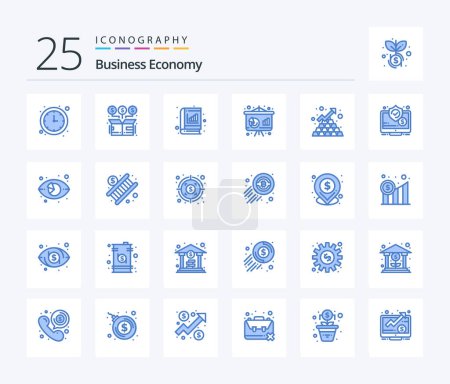 Ilustración de Economy 25 Blue Color icon pack including finance. chart. online. business. graph - Imagen libre de derechos
