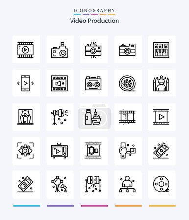 Illustration for Creative Video Production 25 OutLine icon pack  Such As photography. antique camera. photographer. vintage camera. photography - Royalty Free Image