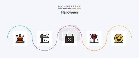 Ilustración de Halloween Line Filled Flat 5 Icon Pack Including horror. holiday. board. halloween. sign - Imagen libre de derechos