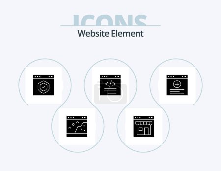 Ilustración de Sitio web Element Glyph Icon Pack 5 Icon Design. codificación. navegador. página. protección. interfaz - Imagen libre de derechos