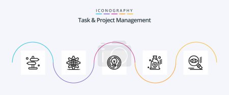 Ilustración de Tarea y gestión de proyectos Línea 5 Icon Pack Incluyendo bolsa. idea. servidor. creativo. negocios - Imagen libre de derechos
