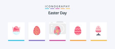 Illustration for Easter Flat 5 Icon Pack Including egg. boiled egg. egg. boiled. easter egg. Creative Icons Design - Royalty Free Image