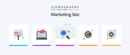 Illustration for Marketing Seo Flat 5 Icon Pack Including right. law. graph. copyright. world wide. Creative Icons Design - Royalty Free Image
