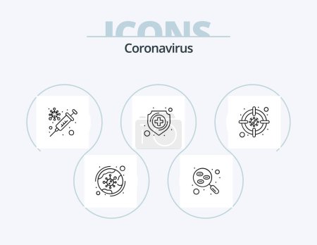 Téléchargez les illustrations : Coronavirus Line Icon Pack 5 Icon Design. bat. pathogen. virus. particle. user - en licence libre de droit