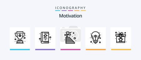 Ilustración de Motivation Line 5 Icon Pack Incluye insignia. social. lista de verificación. recompensa. posición. Diseño de iconos creativos - Imagen libre de derechos