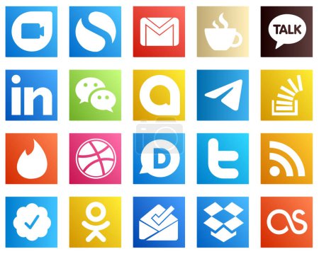Ilustración de 20 Social Media Icons for Every Platform such as stockoverflow. messenger. kakao talk. telegram and messenger icons. High definition and professional - Imagen libre de derechos