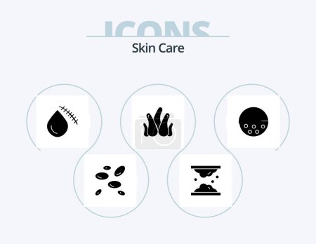 Ilustración de Skin Glyph Icon Pack 5 Icon Design. natural. planta de aloe. cuidado de la piel. herida. corte - Imagen libre de derechos